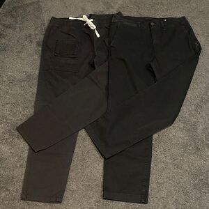 Men's Black and Dark Gray Pants Set Size Large